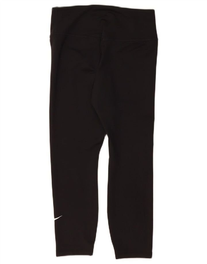 Γυναικείο κολάν NIKE Dri Fit Capri UK 12 μεσαίο μαύρο πολυεστέρα