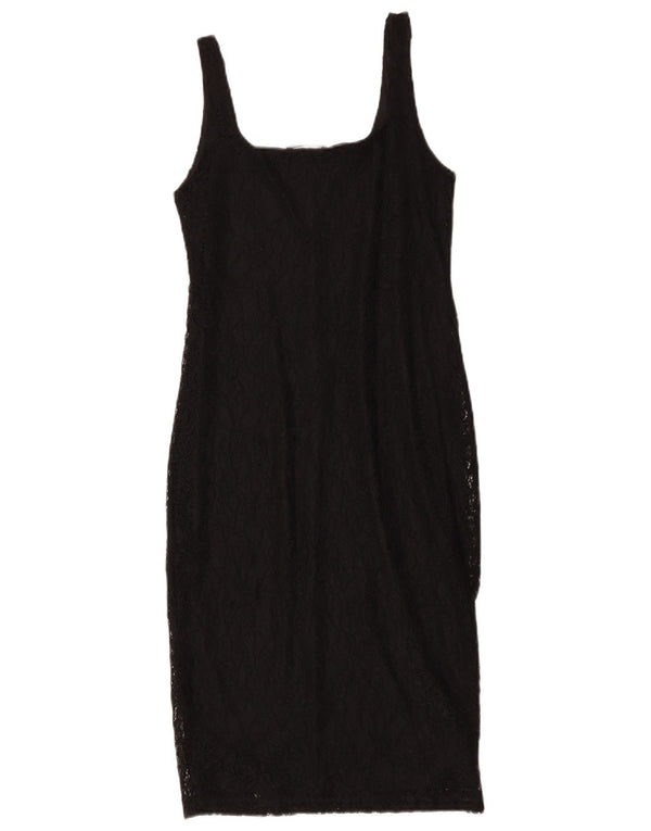 Zara Γυναικείο αμάνικο φόρεμα με δαντέλα Trafaluc UK 12 Medium Black Floral