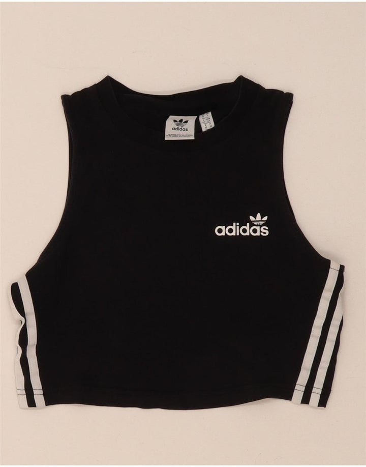 Γυναικείο γραφικό γιλέκο Adidas Top UK 10 Small μαύρο βαμβακερό