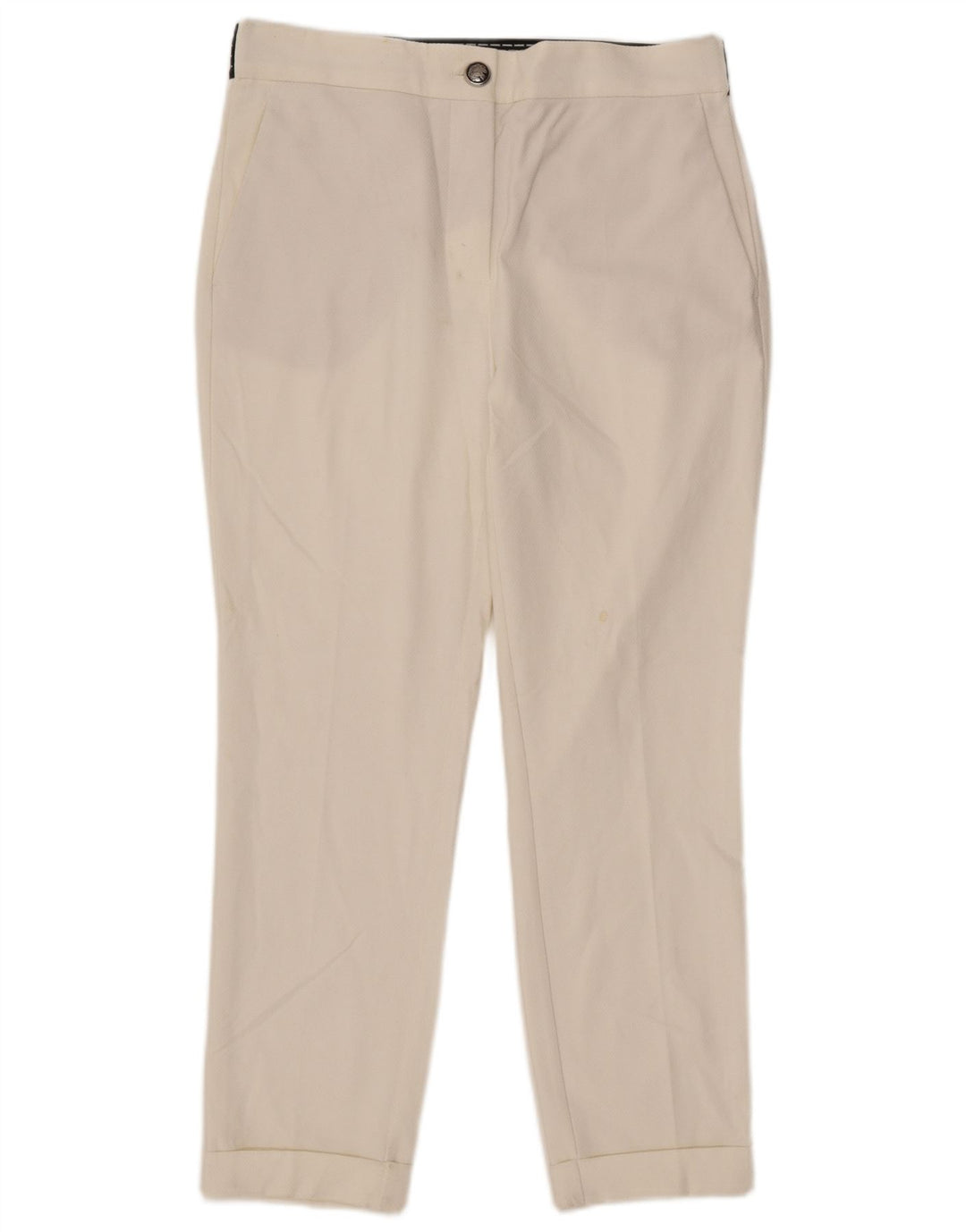 Zara Γυναικείο λεπτό παντελόνι Chino μεγάλο W30 L27 Λευκό πολυεστέρα