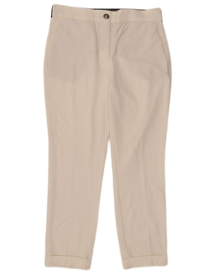 Zara Γυναικείο λεπτό παντελόνι Chino μεγάλο W30 L27 Λευκό πολυεστέρα