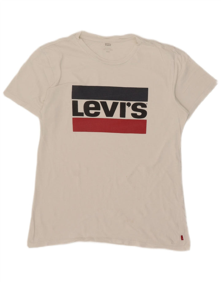 Γυναικείο γραφικό T-Shirt Levi's Top UK 14 Medium White
