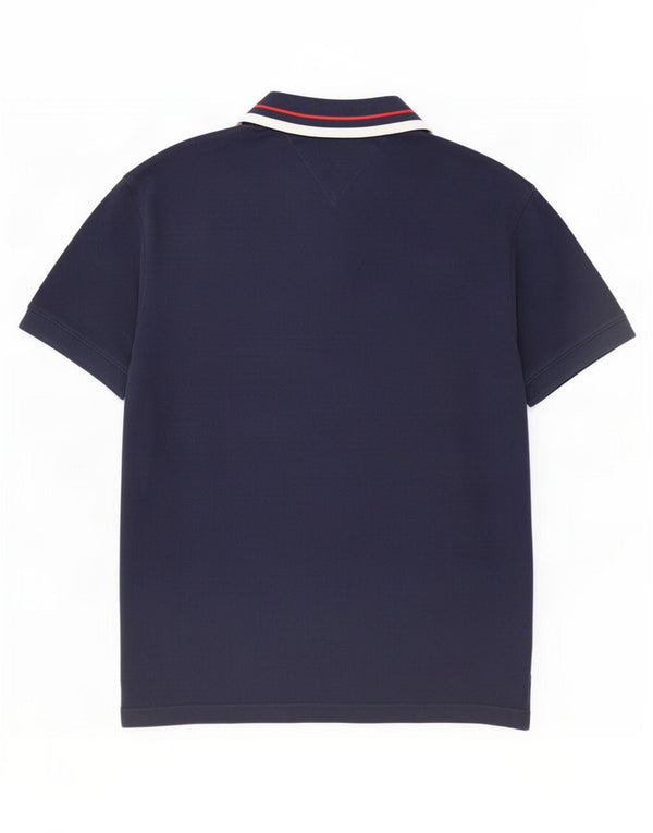 Tommy Hilfiger Mens Regular Fit Polo Shirt Large Navy Blue Striped Classic