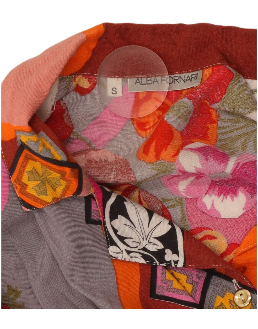 ALBA FORNARI Γυναικείο πουκάμισο μεγάλου μεγέθους UK 10 Μικρό πολύχρωμο συνονθύλευμα