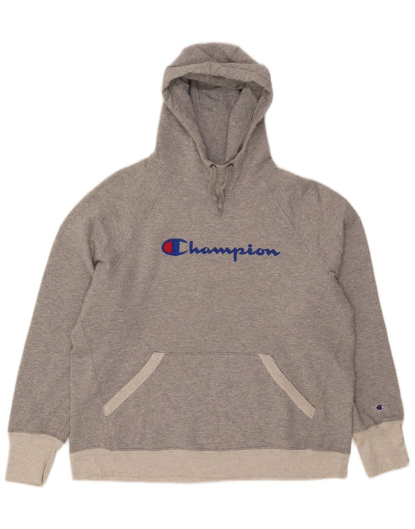 Champion Womens Graphic Hoodie Jumper UK 18 XL Grey Colorblock Polyester