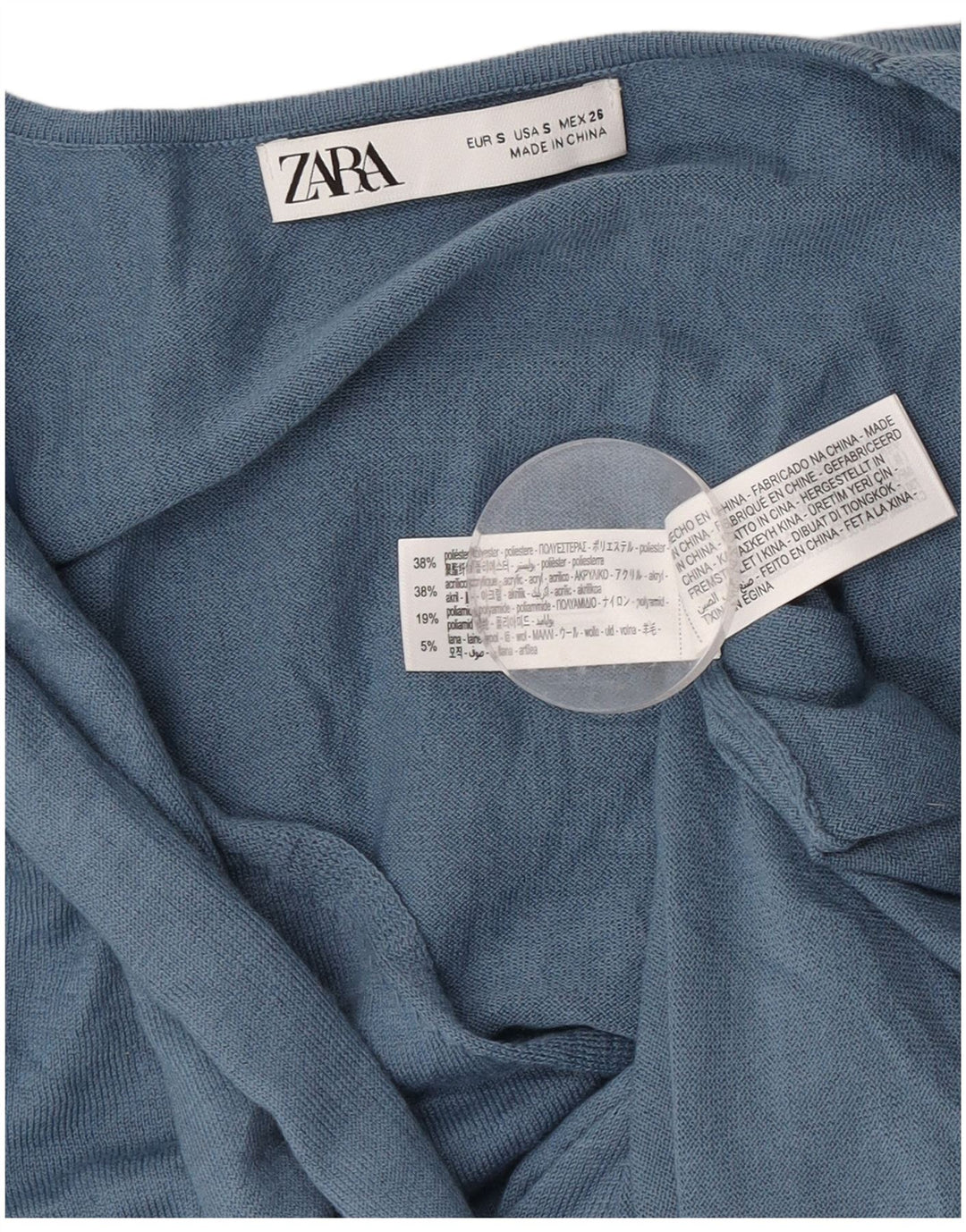 Zara Γυναικείο φόρεμα με μακρυμάνικο μπλουζάκι UK 10 Small Blue Polyester