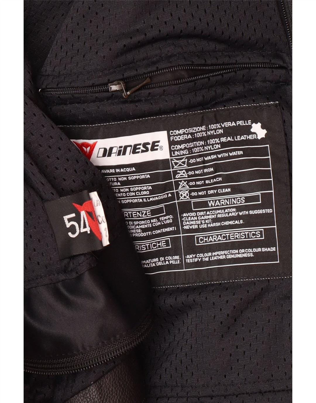 DAINESE Ανδρικό τζάκετ Racer με γραφικό μέγεθος 54 Μεγάλο μαύρο δερμάτινο χρώμα