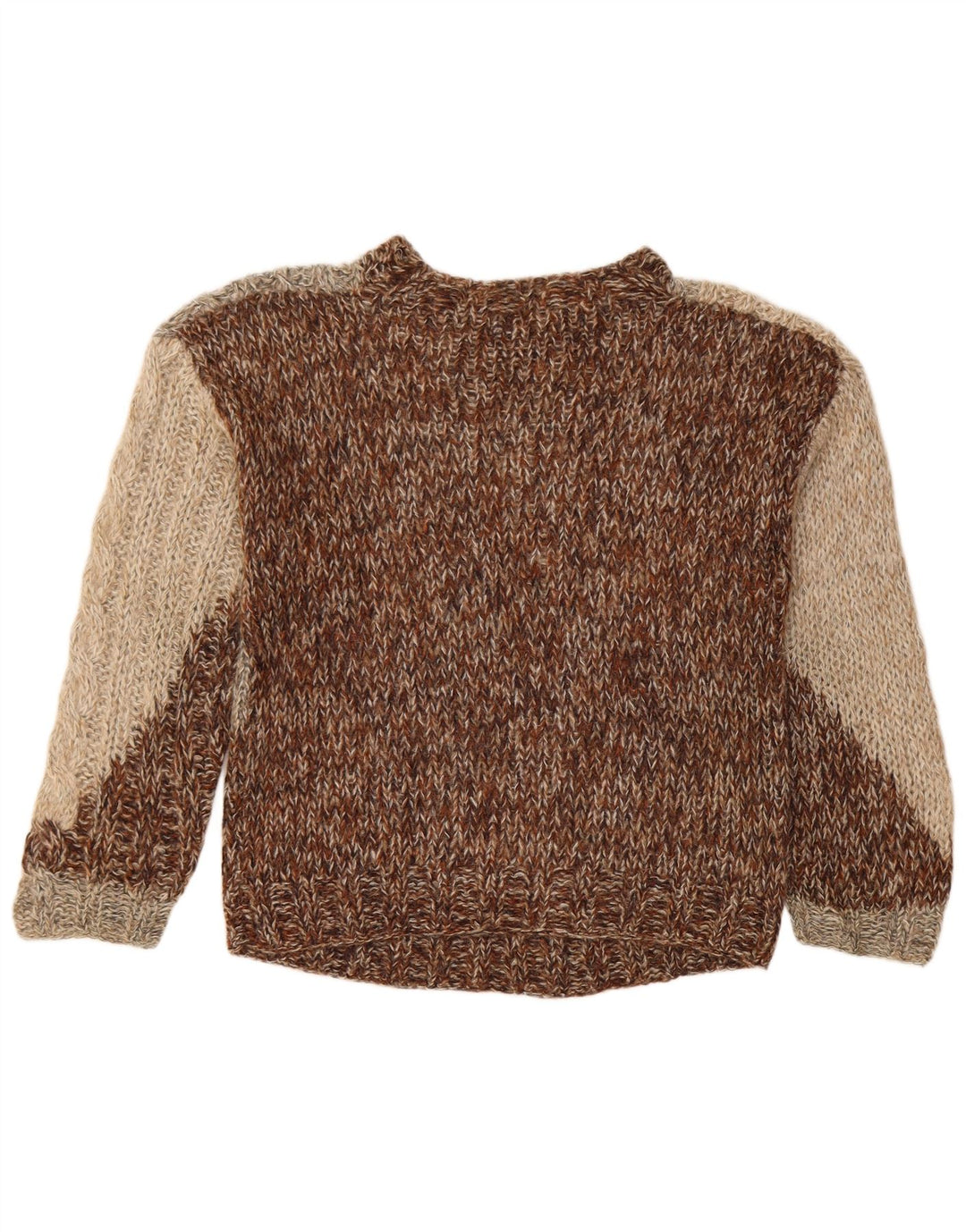 Γυναικείο πουλόβερ Giunco Crew Neck Jumper UK 10 Small Brown Colourblock Mohair