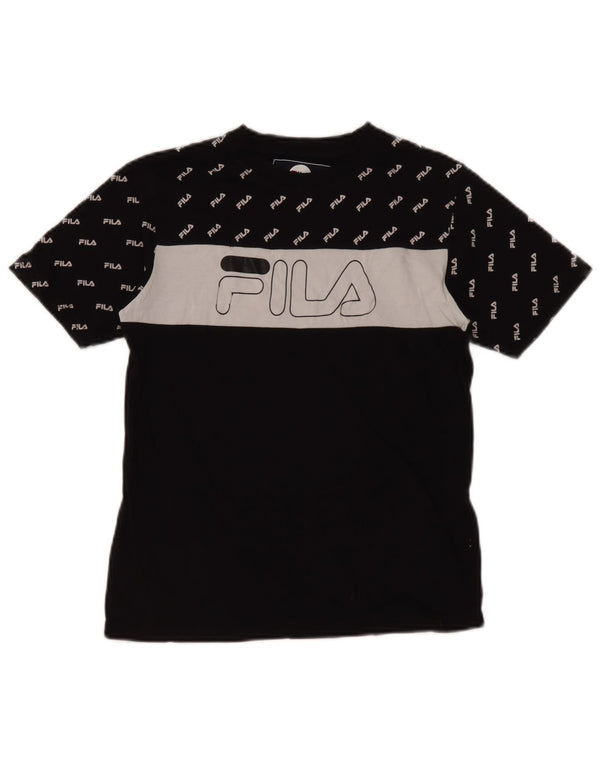 Fila Boys Graphic T-Shirt Top 12-13 ετών Μαύρο βαμβακερό