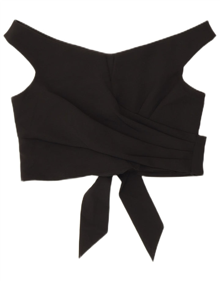 Coast Womens Crop Off Shoulder Top UK 16 Large Black Polyester
