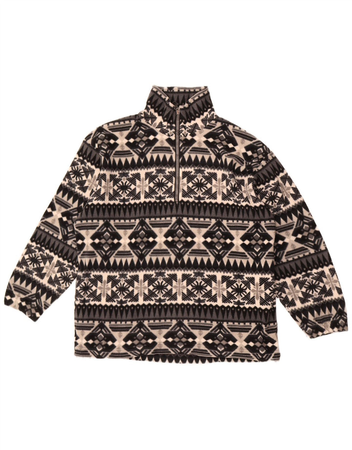 Vintage ανδρικό φερμουάρ Fleece Jumper Medium Grey Fair Isle