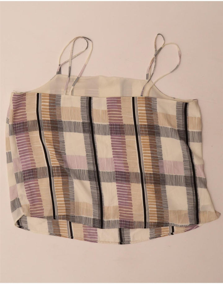 Marks & Spencer Womens Crop Cami Top 22 3XL Beige Check Polyester