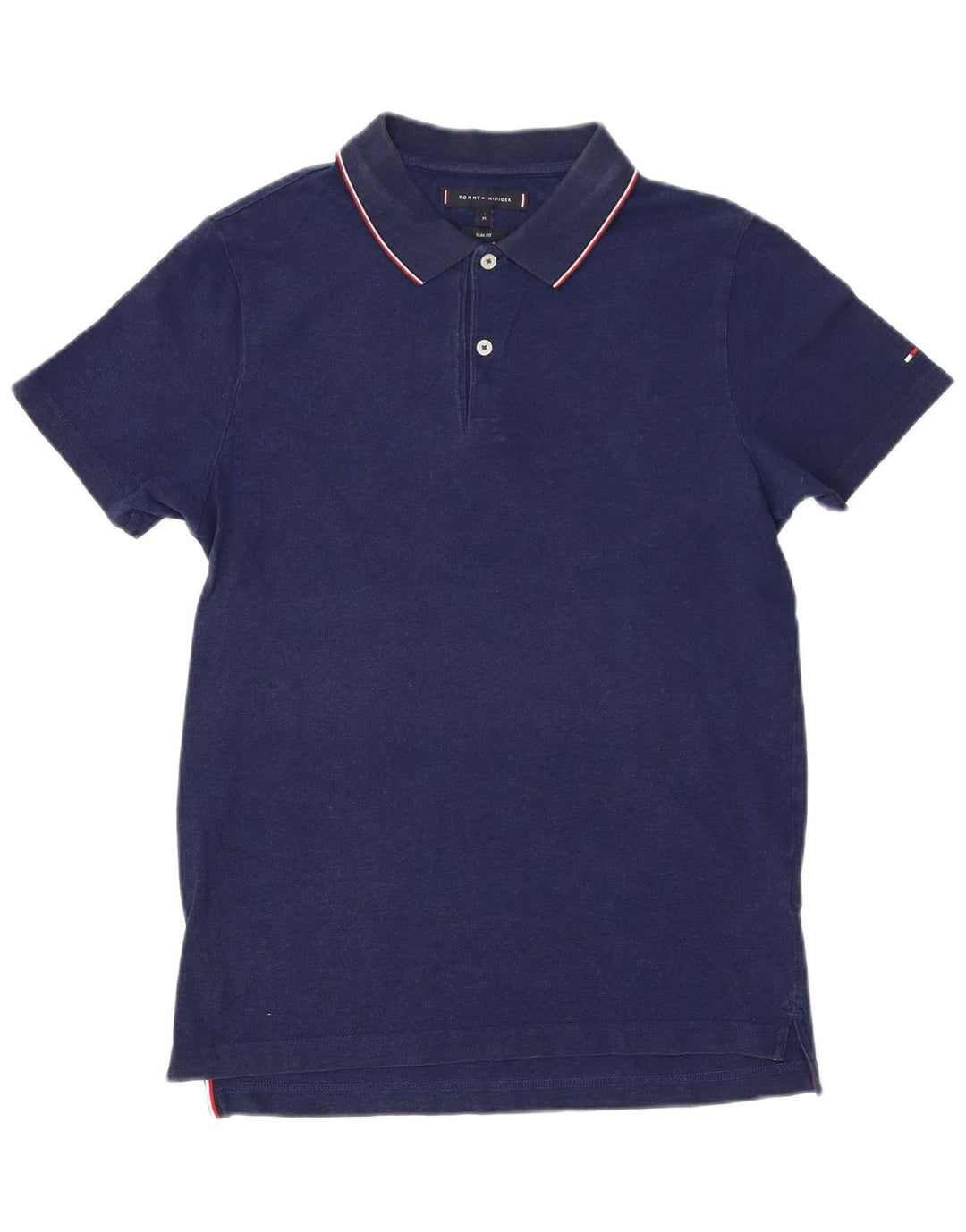 TOMMY HILFIGER Ανδρικό πουκάμισο Polo Slim Fit Βαμβακερό μεσαίο ναυτικό
