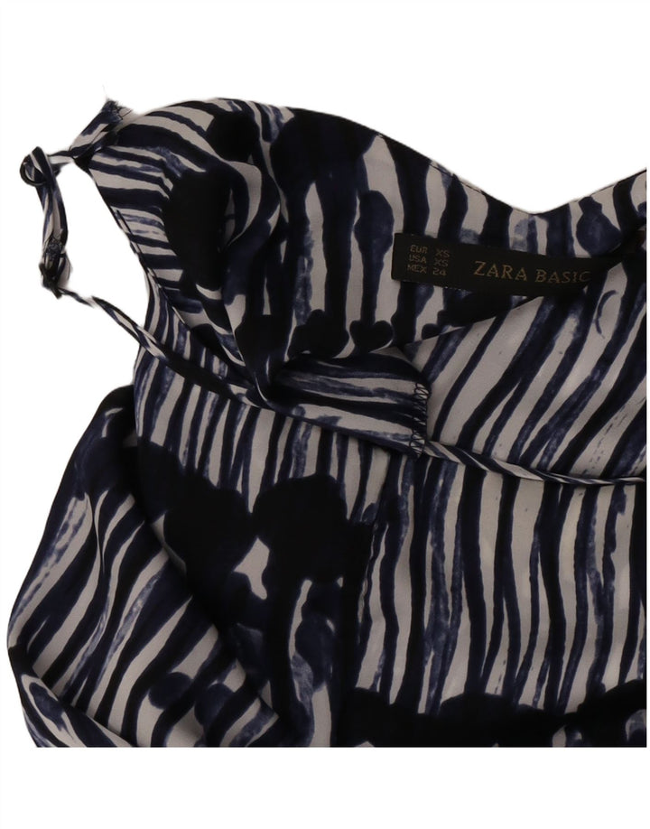 Zara Γυναικεία Abstract Pattern Αμάνικο Playsuit UK 6 XS Navy Blue