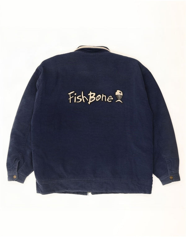 Ανδρικό γραφικό κοτλέ μπουφάν Fishbone UK 42 XL Navy Blue Colorblock Βαμβακερό