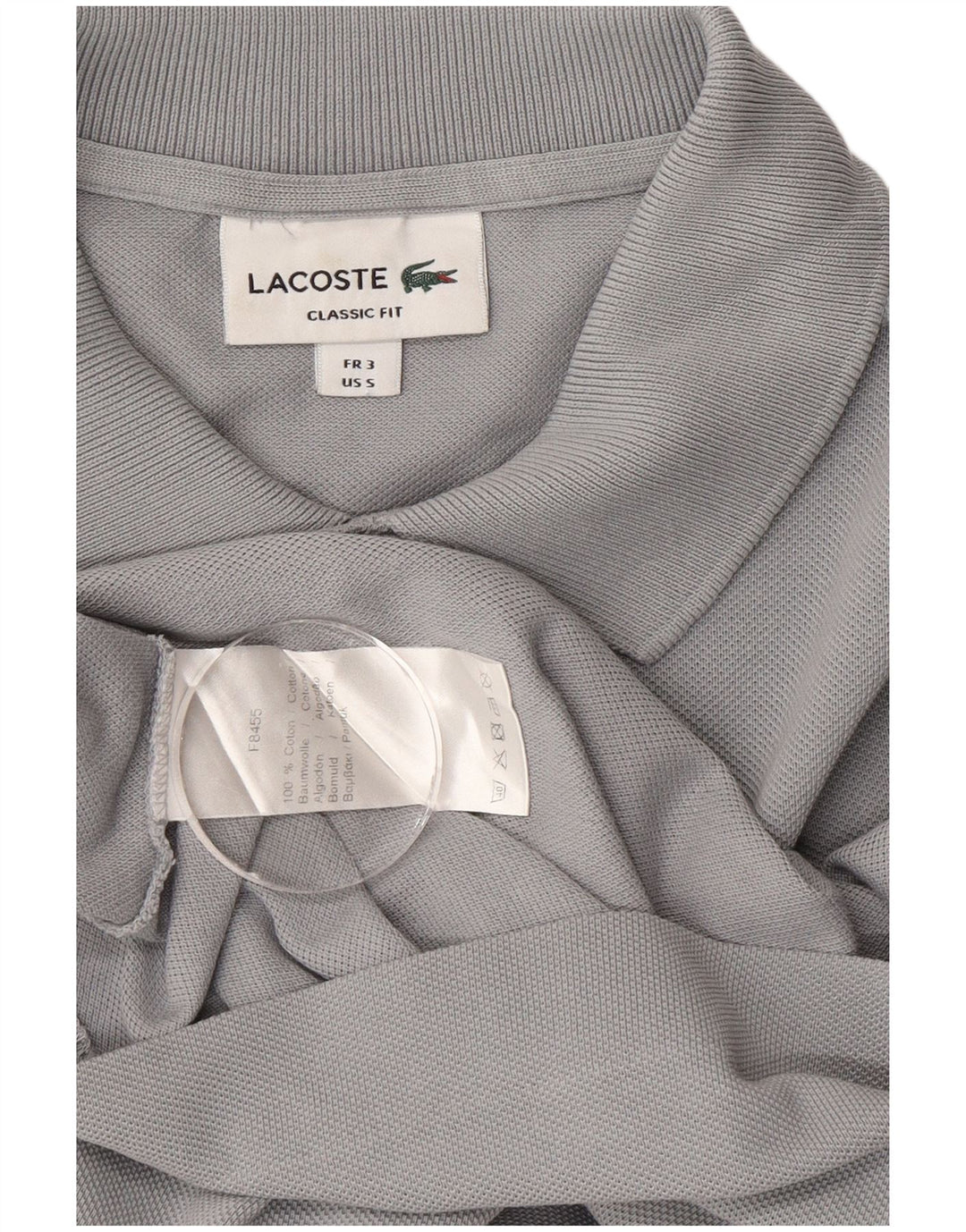 Ανδρικό πουκάμισο πόλο Lacoste σε κλασική εφαρμογή, μέγεθος 3, μικρό γκρι βαμβακερό