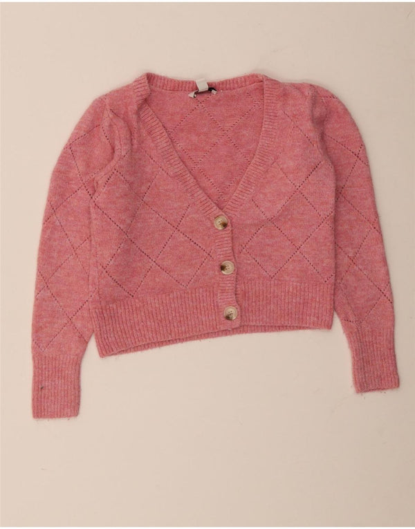 Topshop Γυναικεία Ζακέτα Crop UK 10 Small Pink Acrylic