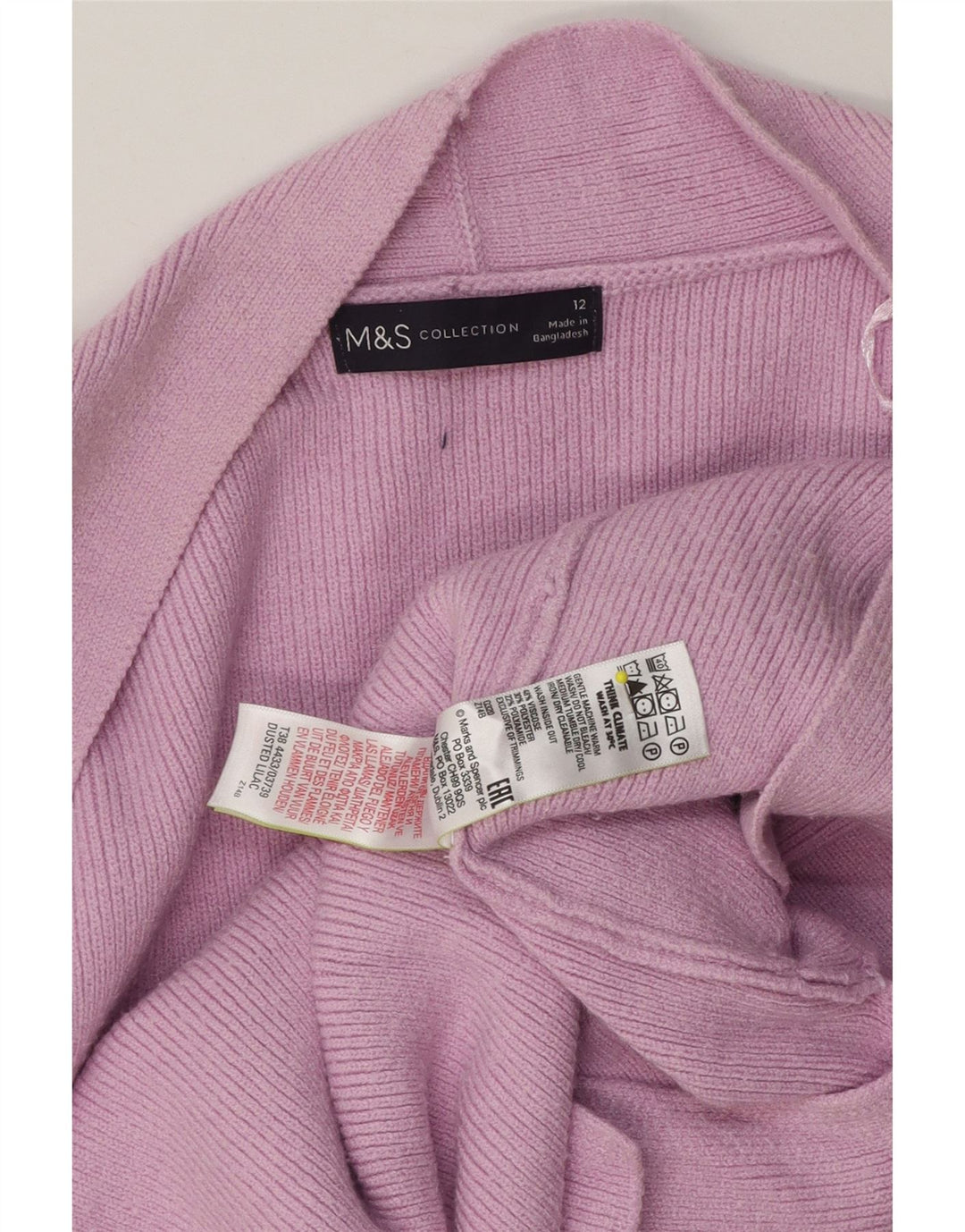 Marks & Spencer Γυναικείο Longline ανοιχτό πουλόβερ ζακέτα UK 12 Medium Pink