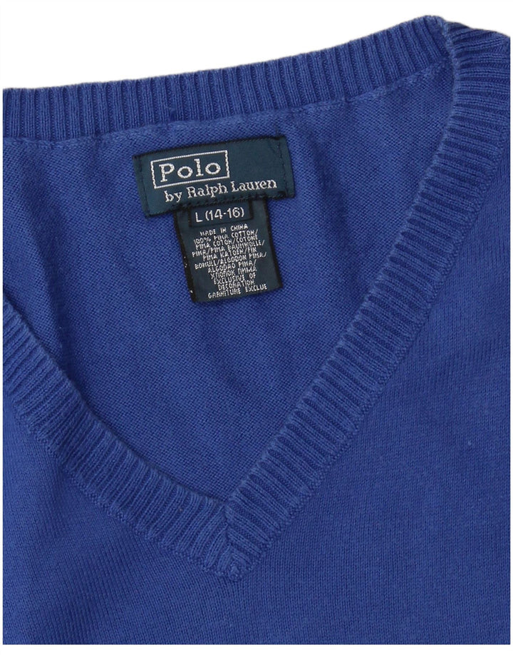 POLO RALPH LAUREN Boys Vest Tank Top 14-15 ετών Μεγάλο Μπλε Βαμβακερό