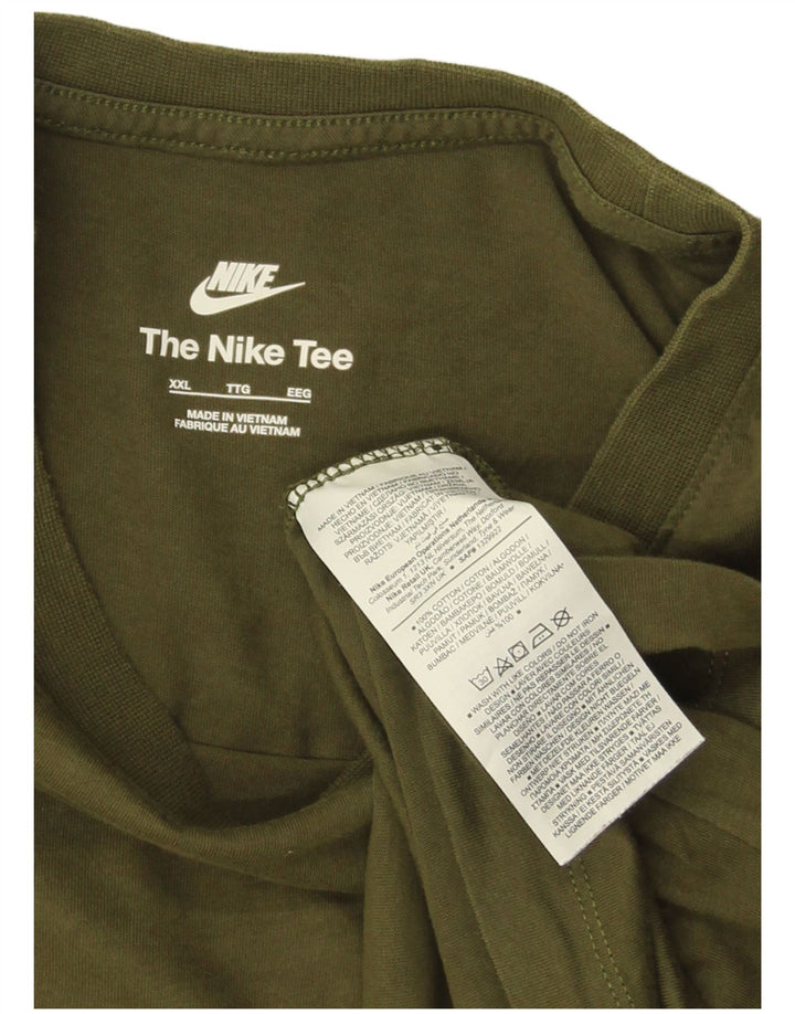 Ανδρικό T-Shirt NIKE Top 2XL Χακί βαμβακερό