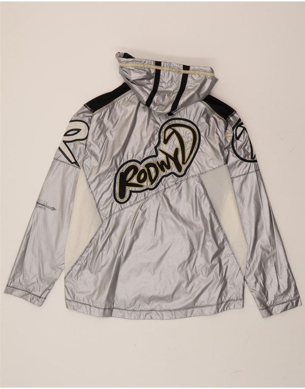 Ανδρικό vintage γραφικό πουλόβερ μπουφάν βροχής UK 38 Medium Silver Colourblock