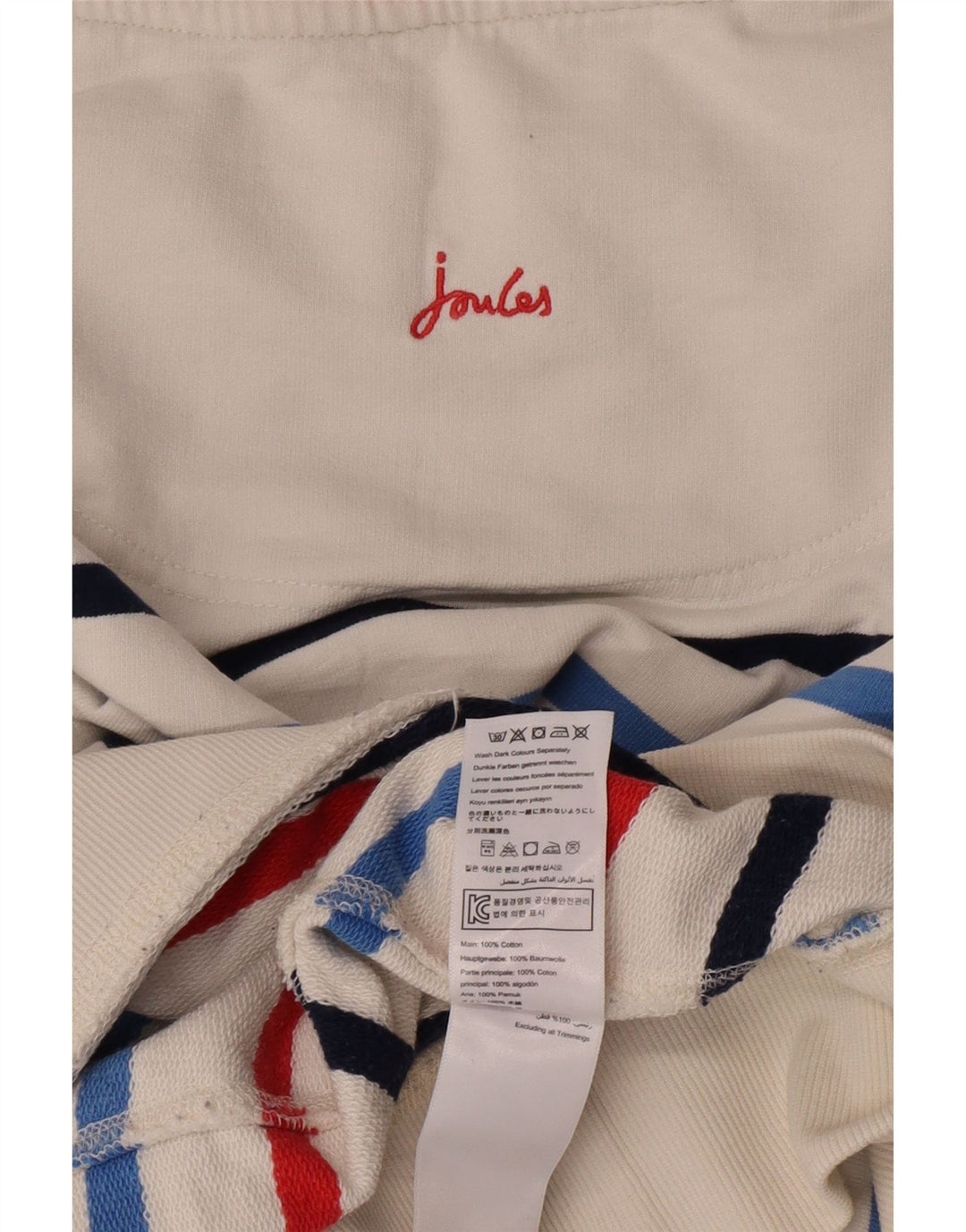 Joules Γυναικεία φούτερ υπερμεγέθη Jumper UK 14 Μεσαίο λευκό ριγέ βαμβακερό