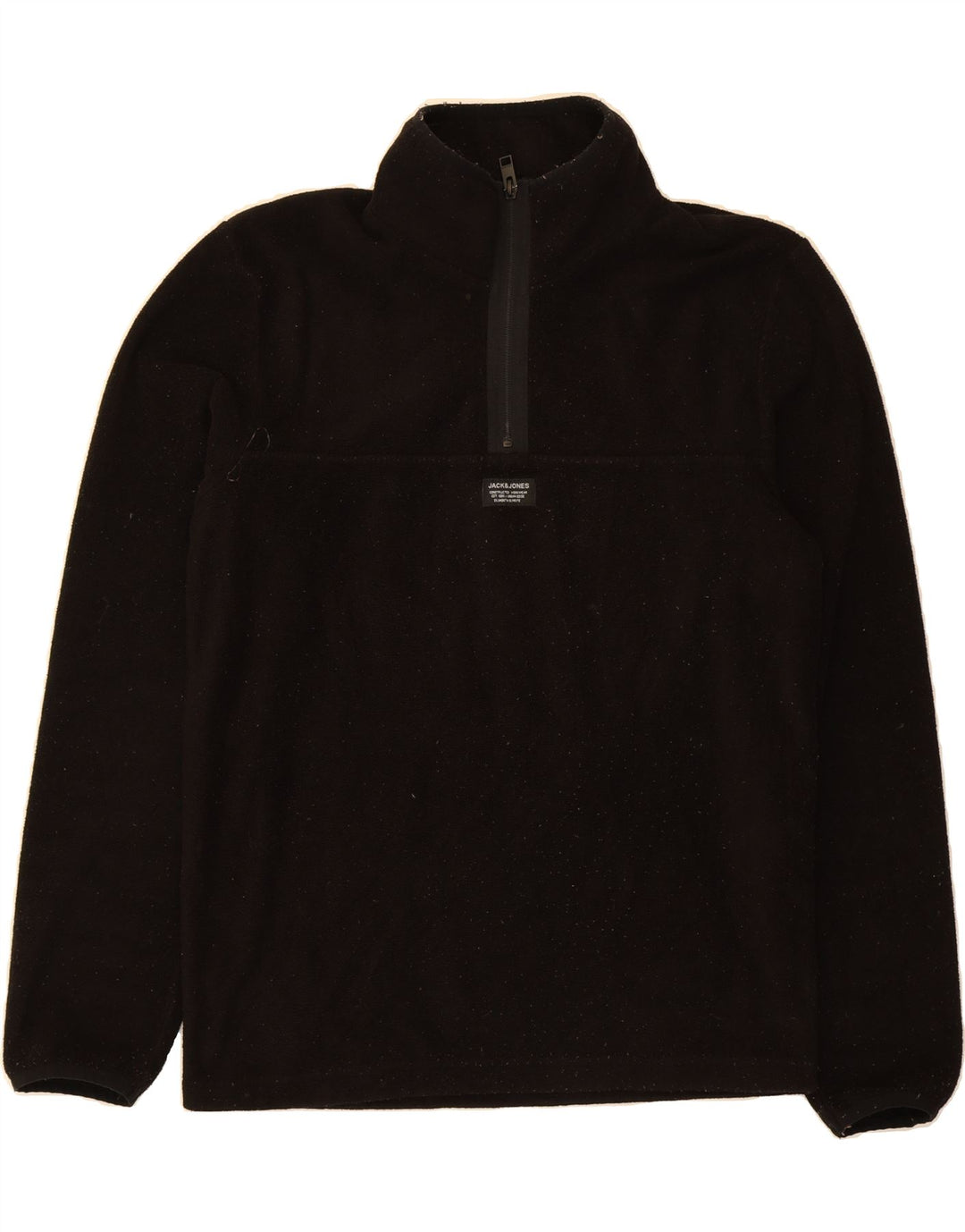 JACK & JONES Mens Zip Neck Fleece Jumper Small Black Polyester Vintage Jack & Jones and Second-Hand Jack & Jones from Messina Hembry 