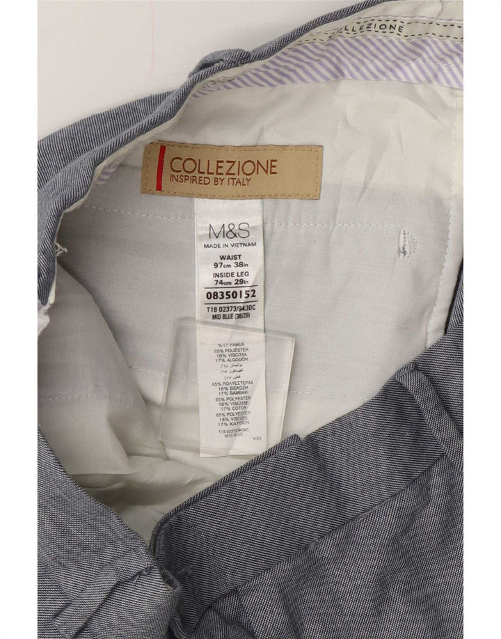 Ανδρικό ίσιο casual παντελόνι Marks & Spencer W38 L29 Μπλε Πολυεστέρας