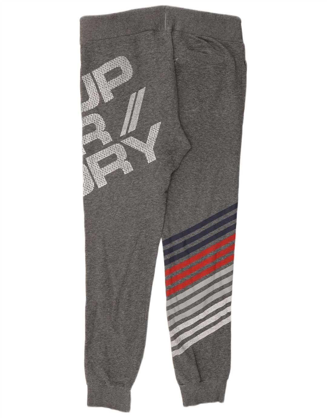 SUPERDRY Ανδρικά γραφικά αθλητικά παντελόνια Joggers μεγάλο γκρι ριγέ βαμβακερό