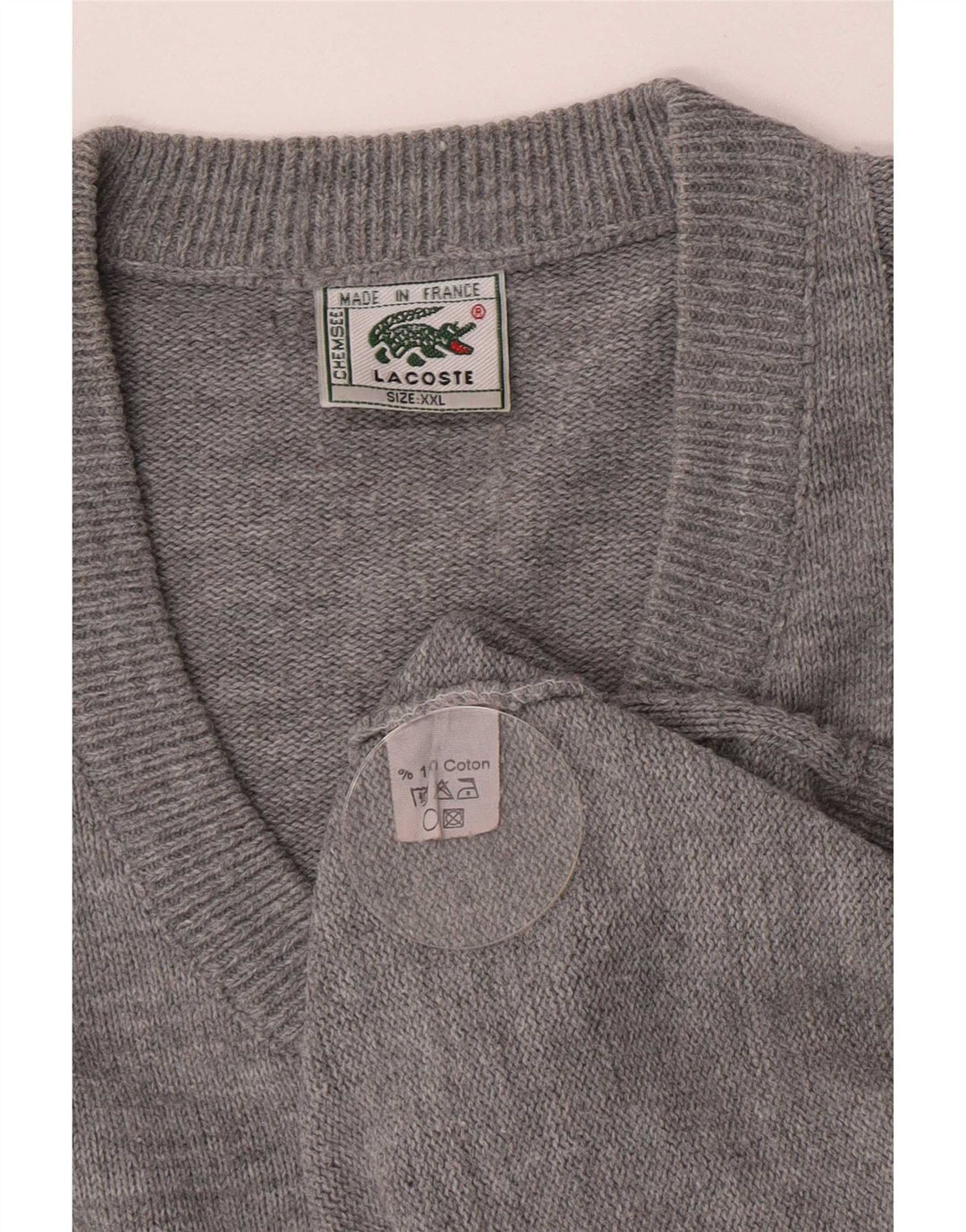 Ανδρικό πουλόβερ Lacoste με V λαιμόκοψη 2XL Γκρι βαμβακερό