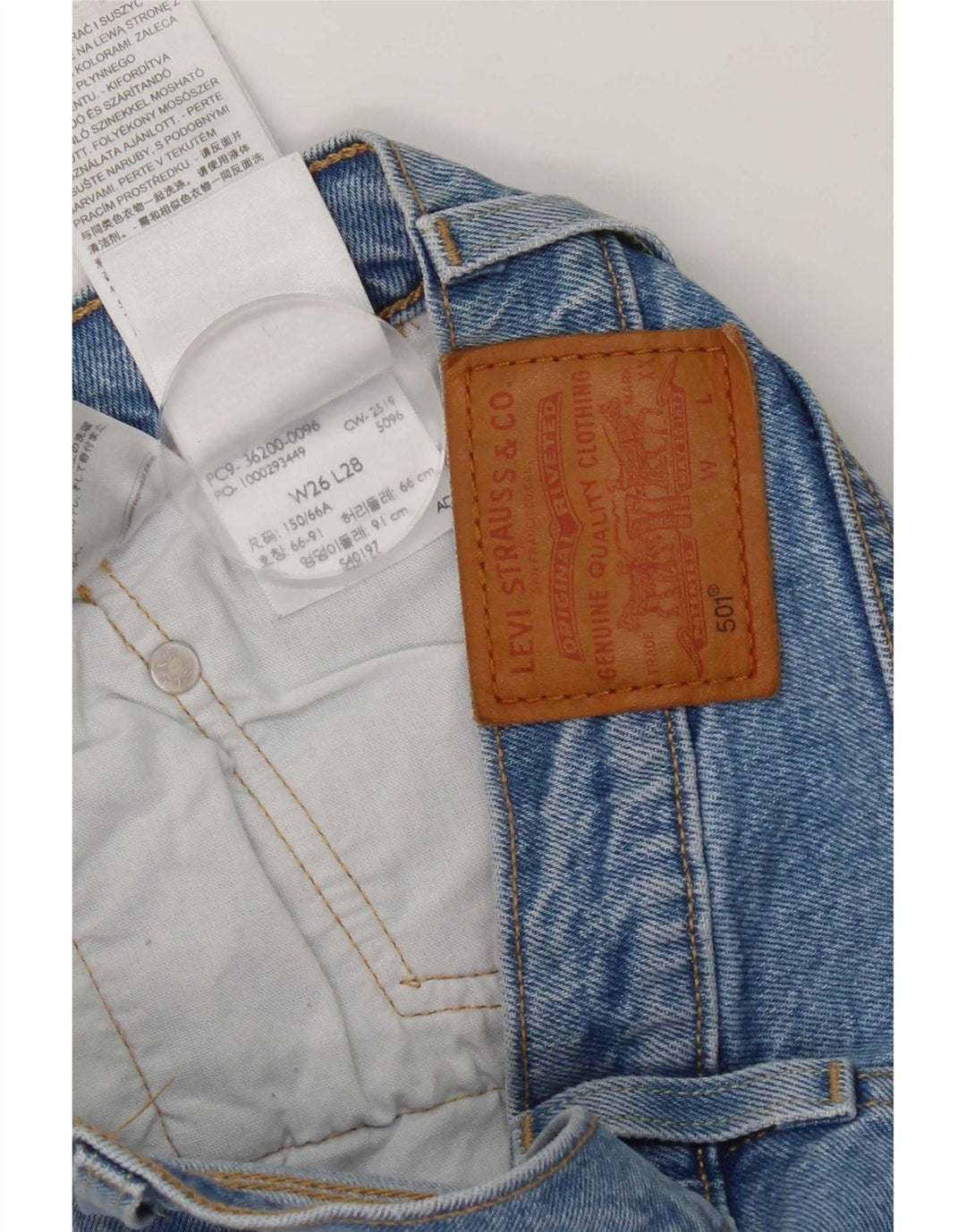 Levi's Womens 501 Straight Jeans W26 L28 Blue Cotton