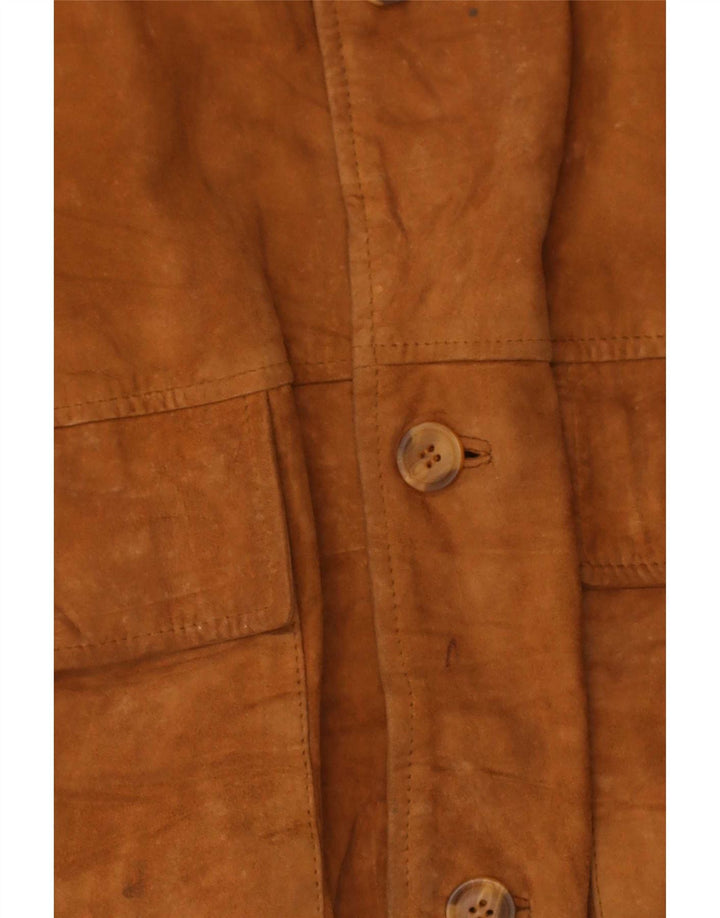 Vintage Ανδρικό Suede Bomber Jacket IT 50 Large Brown Δερμάτινο