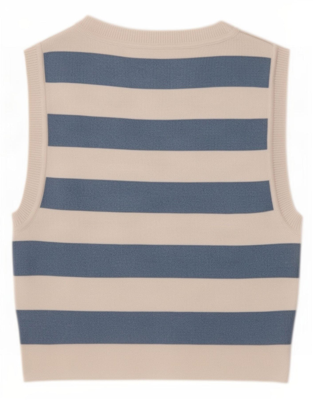 Zara Γυναικείο γιλέκο Crop UK 12 Medium Blue ριγέ