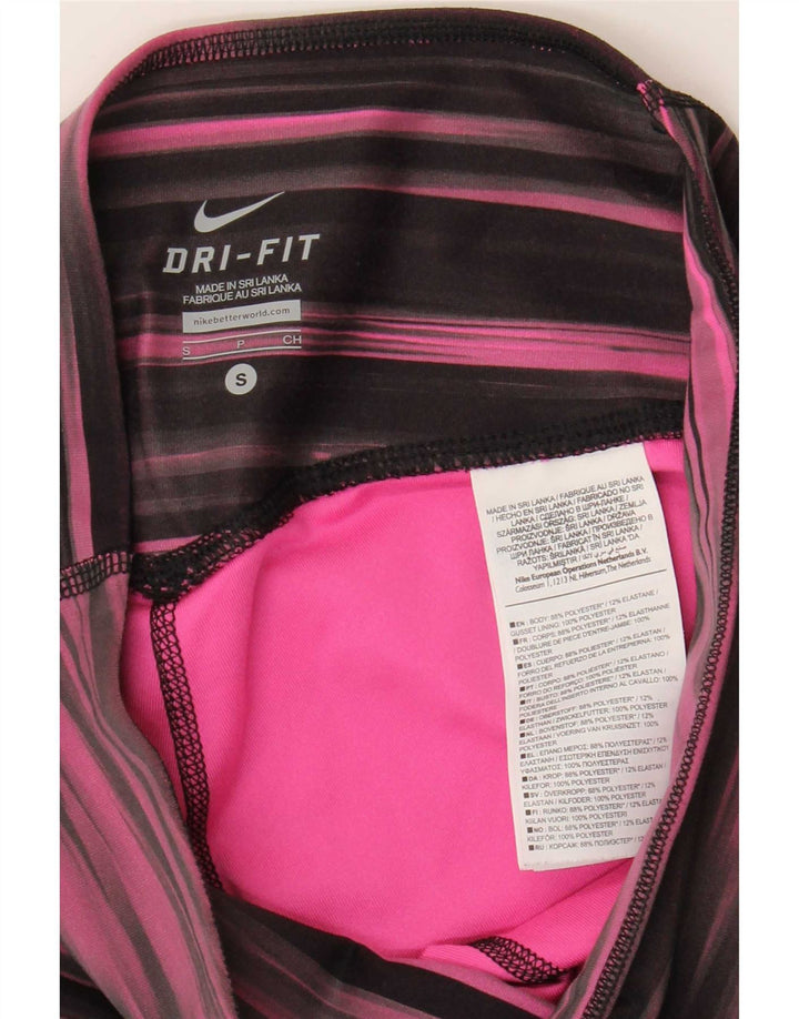 Γυναικεία κολάν Nike Dri Fit Capri UK 8/10 Μικρός ροζ ριγέ πολυεστέρας