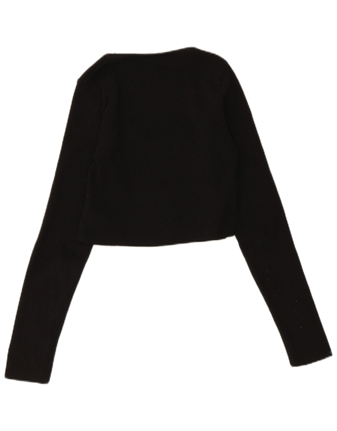 Zara Γυναικεία ζακέτα Crop UK 12 Medium Black Polyester
