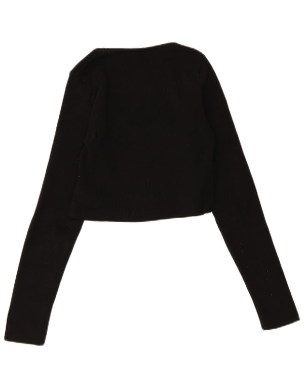 Zara Γυναικεία ζακέτα Crop UK 12 Medium Black Polyester
