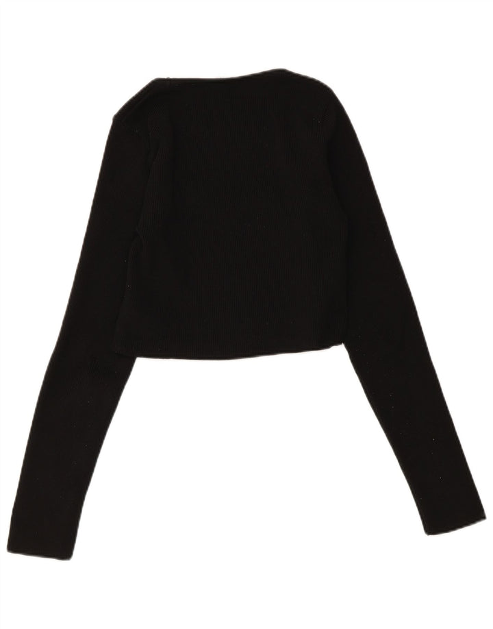 Zara Γυναικεία ζακέτα Crop UK 12 Medium Black Polyester