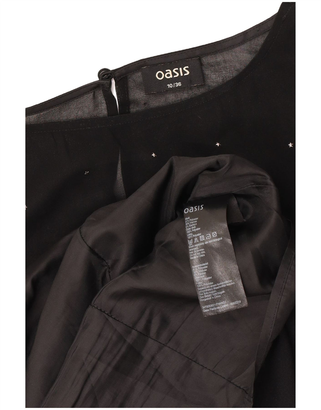 Γυναικείο φόρεμα Oasis Batwing Sheath UK 10 Small Black Spotted Polyester