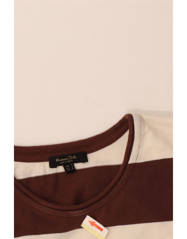 Massimo Dutti Ανδρικό τοπ μακρυμάνικο μικρό καφέ ριγέ βαμβακερό