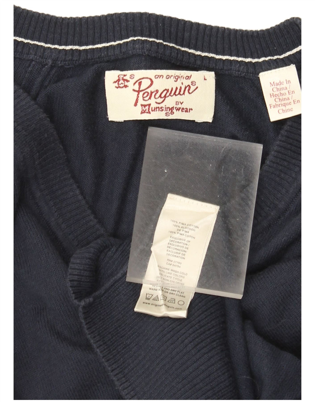 Ανδρικό πουλόβερ Penguin V-Neck Jumper Μεγάλο Navy Blue βαμβακερό