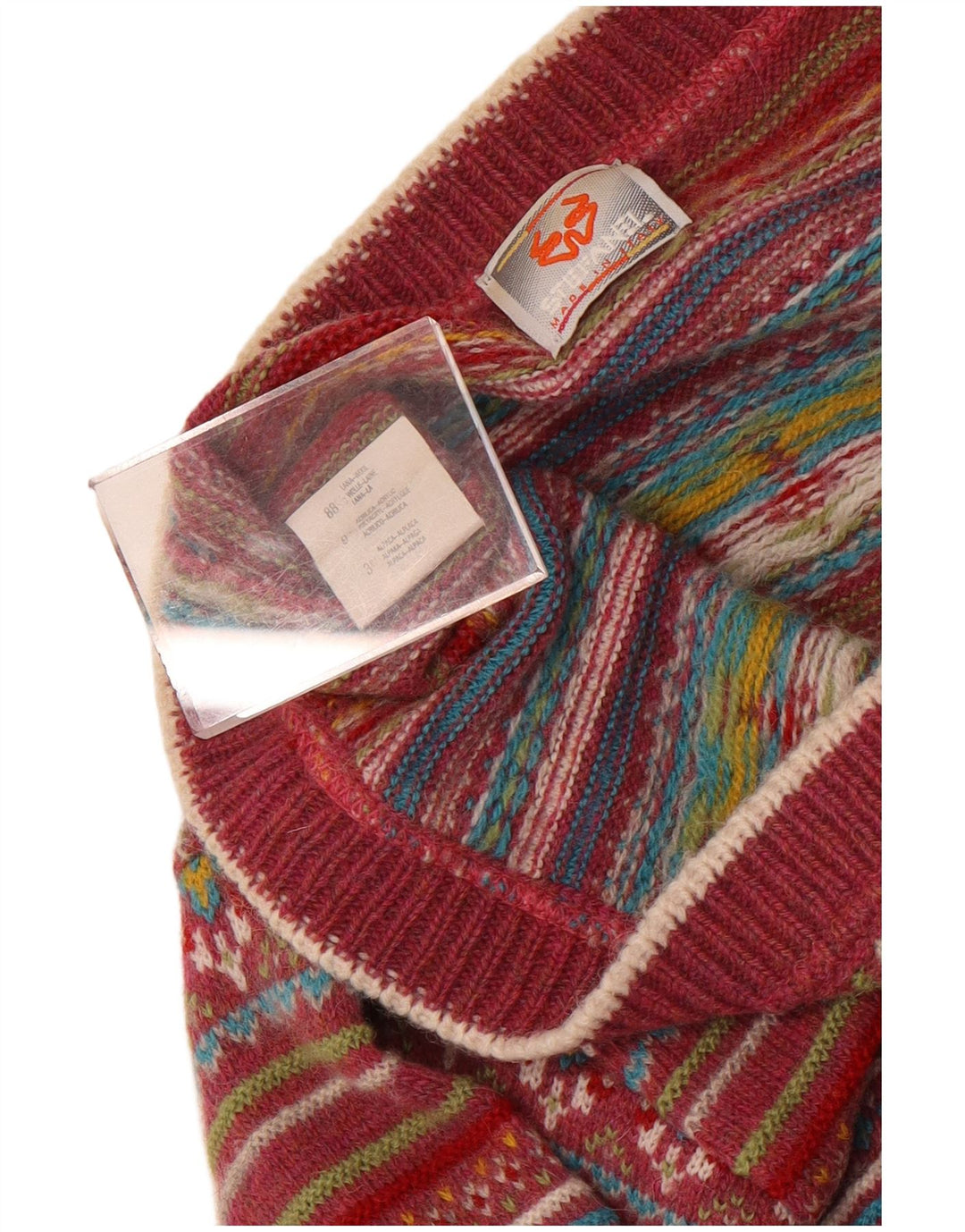 Stefanel Γυναικείο πουλόβερ με ζακέτα UK 14 Medium Red Fair Isle Wool