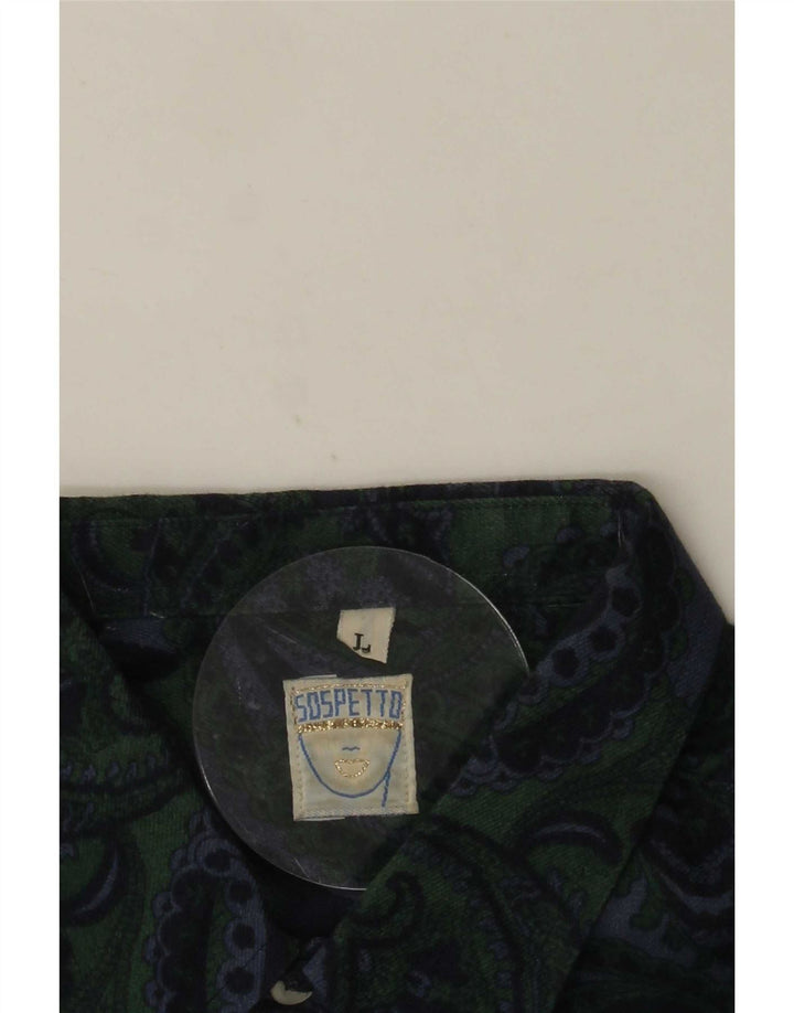 Vintage ανδρικό πουκάμισο μεγάλο πράσινο Paisley
