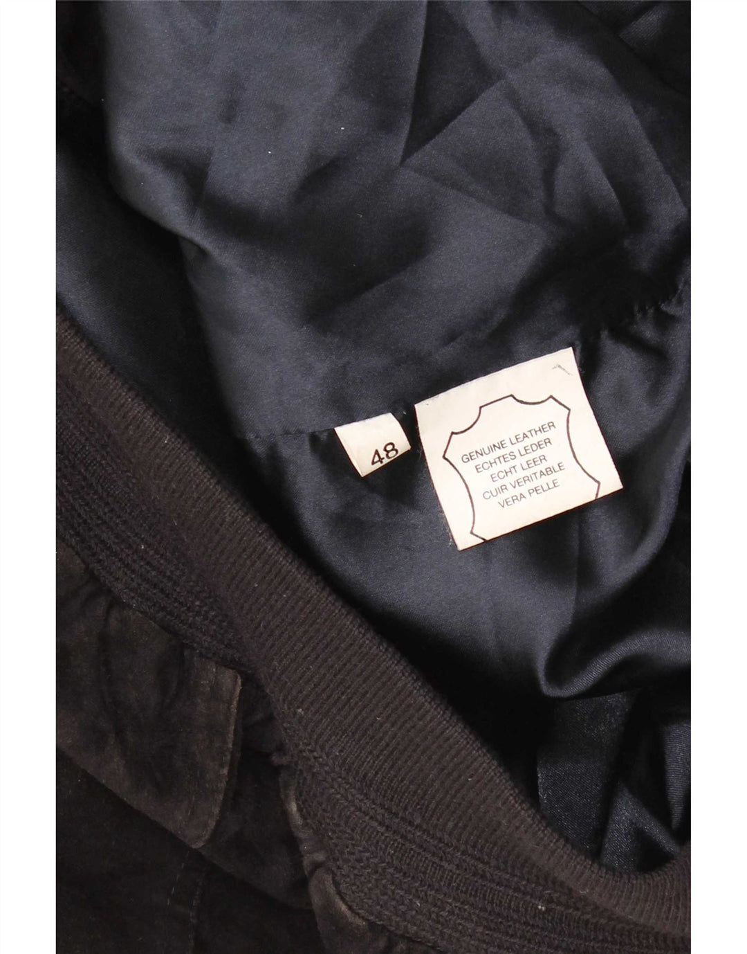 Vintage Ανδρικό Suede Bomber Jacket IT 48 Medium Black Leather
