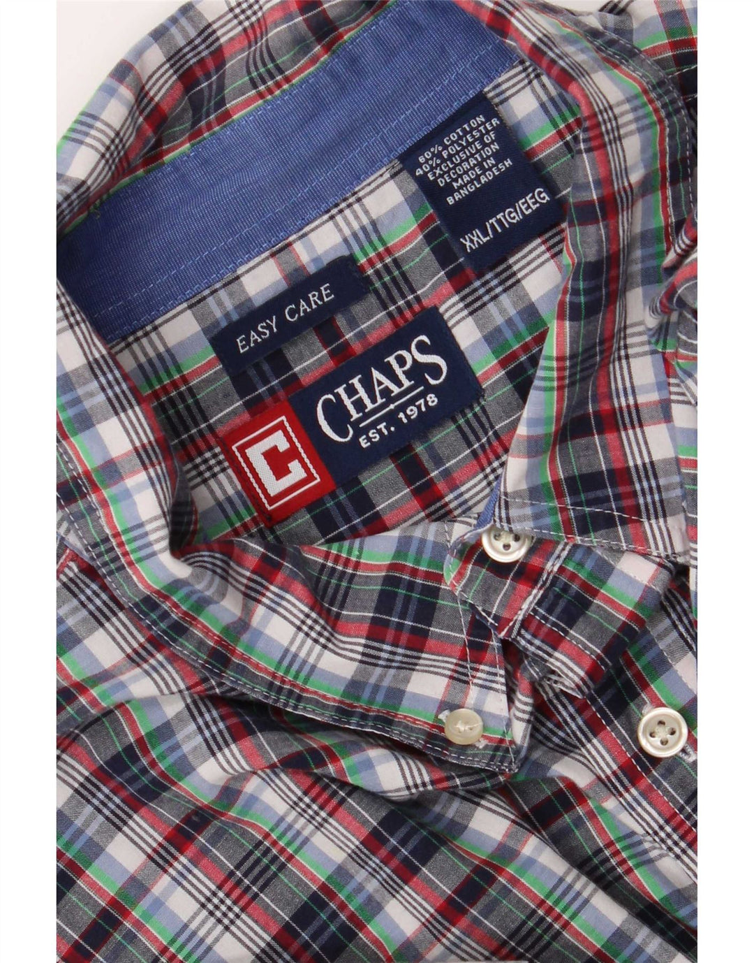 Chaps Mens Easy Care κοντομάνικο πουκάμισο 2XL πολύχρωμο βαμβακερό