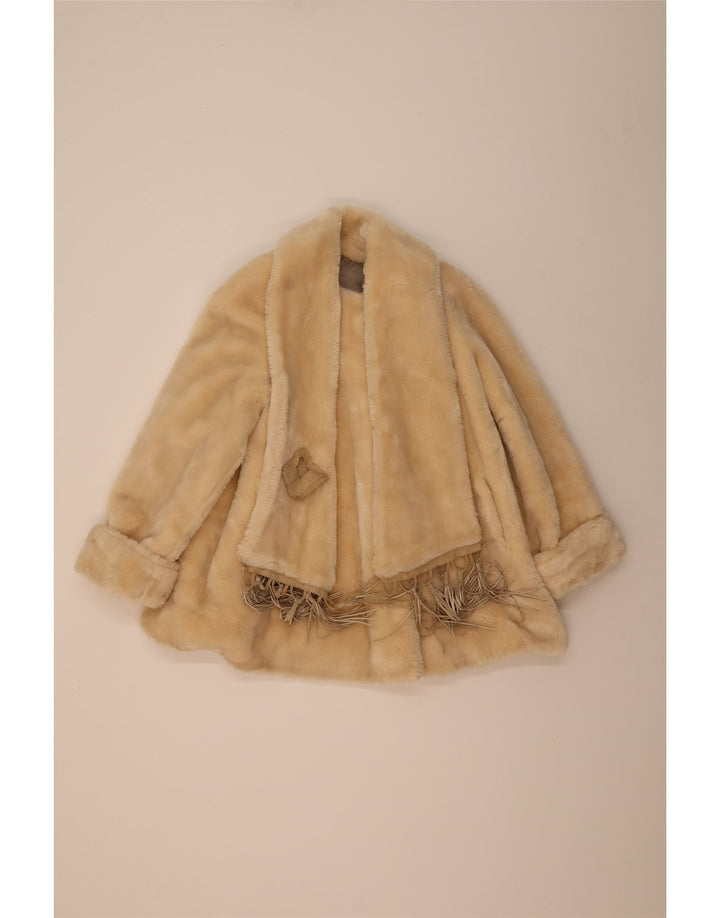 Vintage γυναικεία ψεύτικη γούνα Oversized παλτό IT 42 Medium Beige Acetate