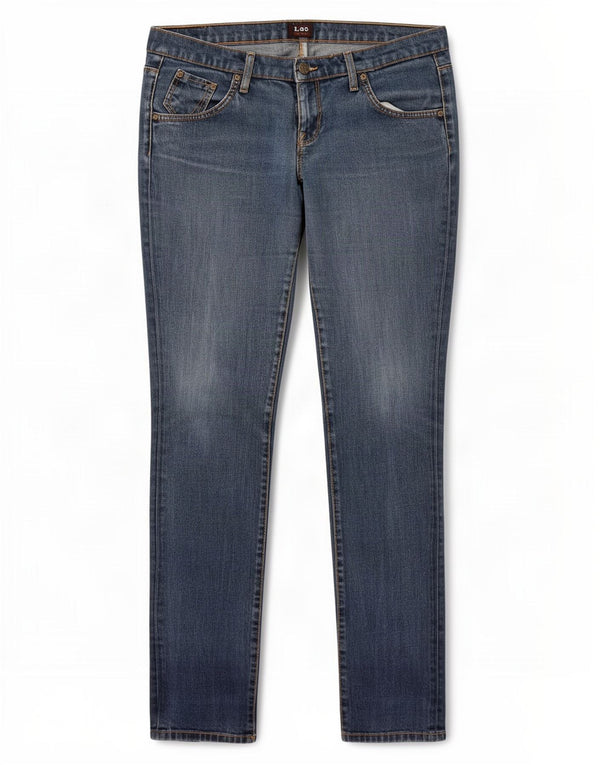 Lee Womens Lynn Narrow Slim Jeans W33 L33 Blue Cotton