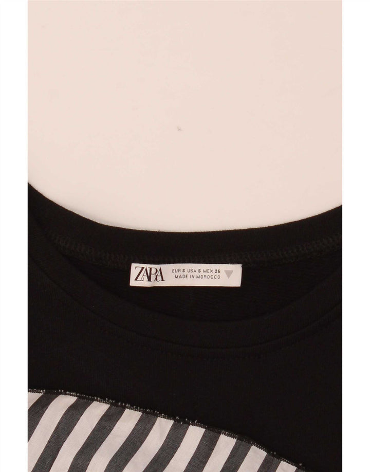 Zara Γυναικεία Μπλούζα Τοπ UK 10 Small Black ριγέ