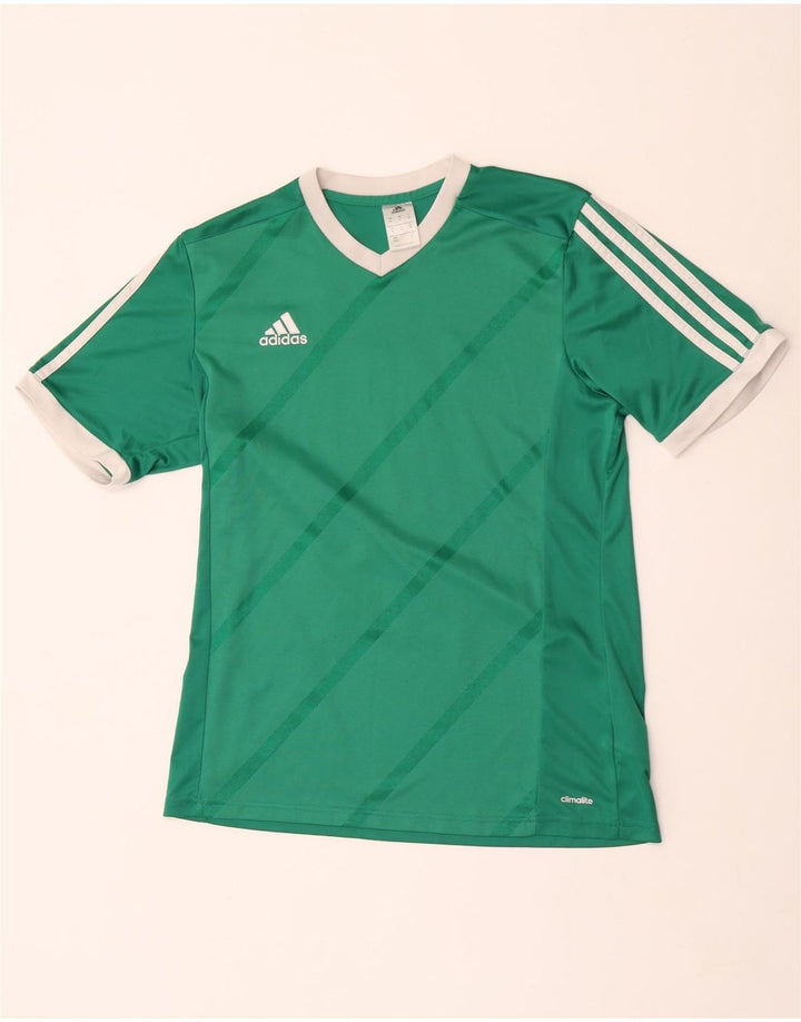 Ανδρικό γραφικό μπλουζάκι Adidas Climalite Top μεσαίο πράσινο ριγέ πολυεστέρα