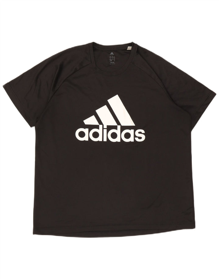 Ανδρικό γραφικό T-Shirt Adidas Climalite Top XL μαύρο πολυεστέρα