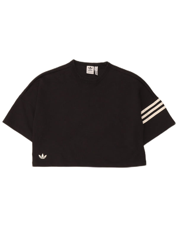 Γυναικείο μπλουζάκι Adidas Crop Oversized Top UK 8/10 Μικρό μαύρο βαμβακερό